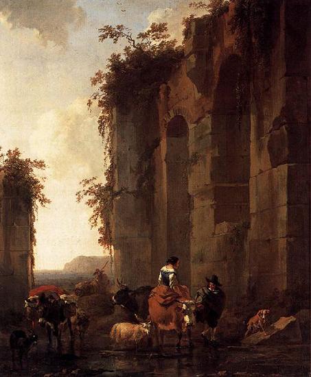 Nicolaes Pietersz. Berchem Ruins in Italy oil painting picture